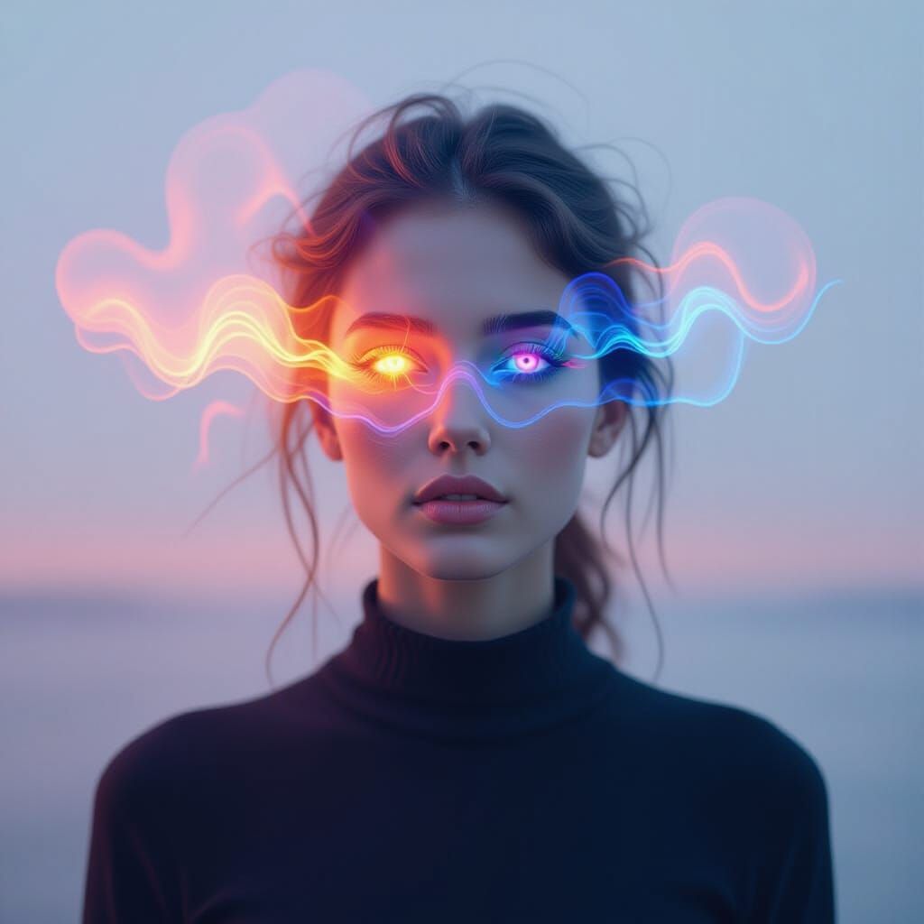 Transparent Head Double Exposure with Ethereal Lighting