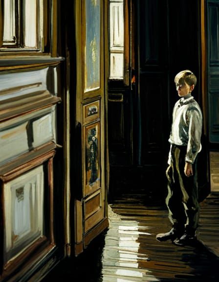 Boy in Hall: Painterly Still Life