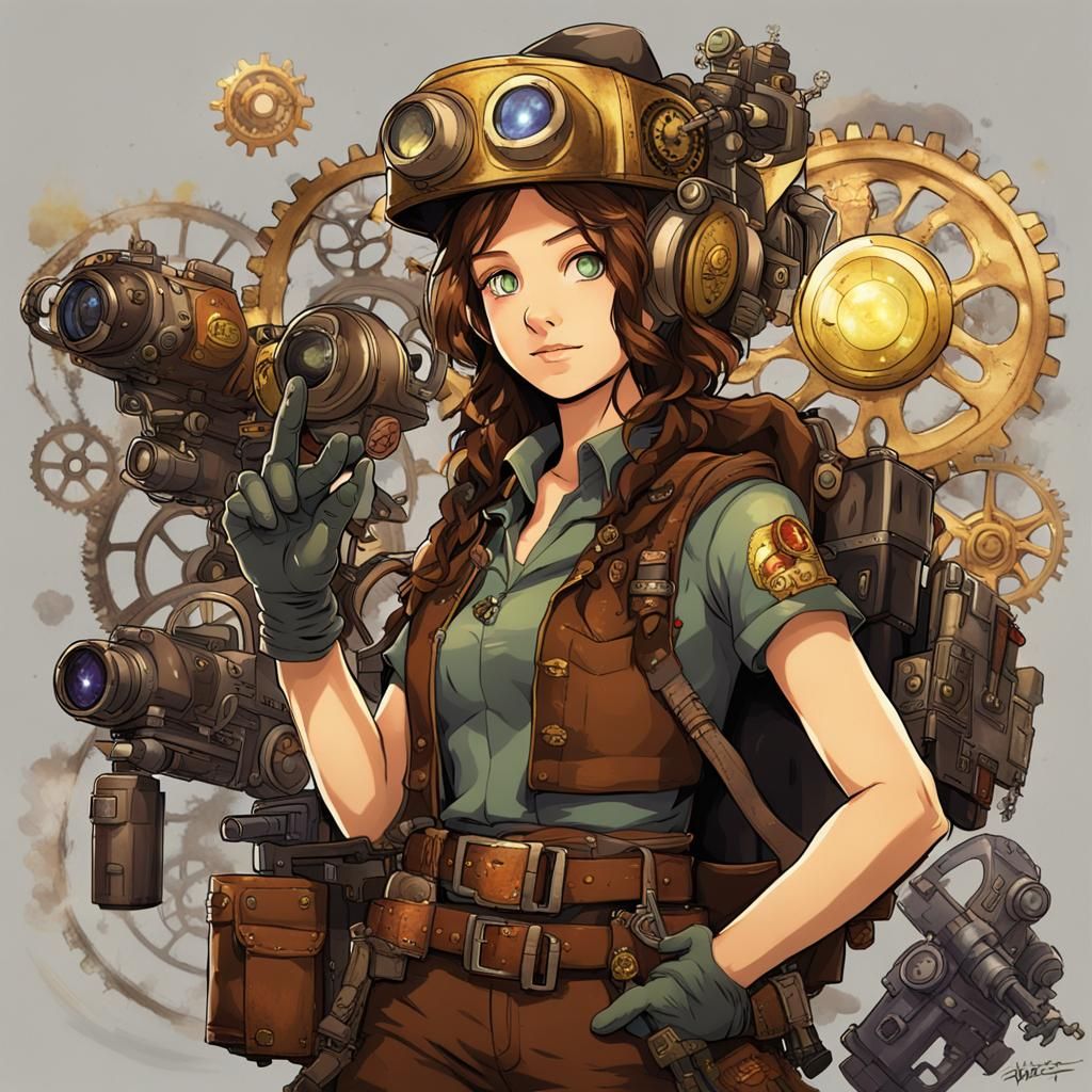 Kaylee Frye with Steampunk Gadgets, Anime Style