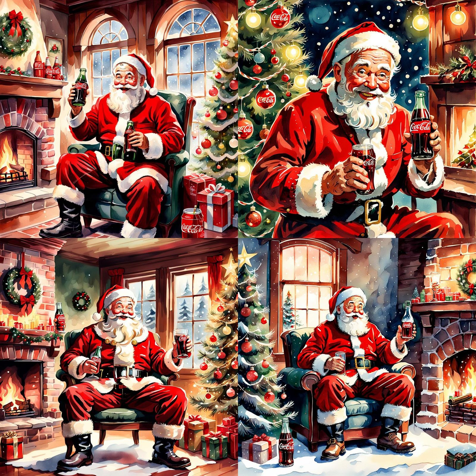 Vintage Christmas Santa Claus Coca-Cola Illustration