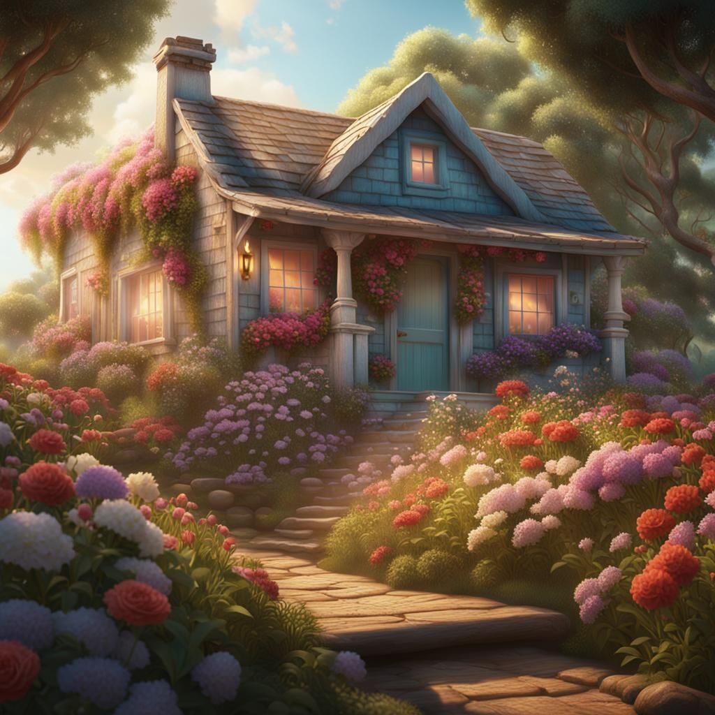 Idyllic Beach Cottage with Blooming Garden