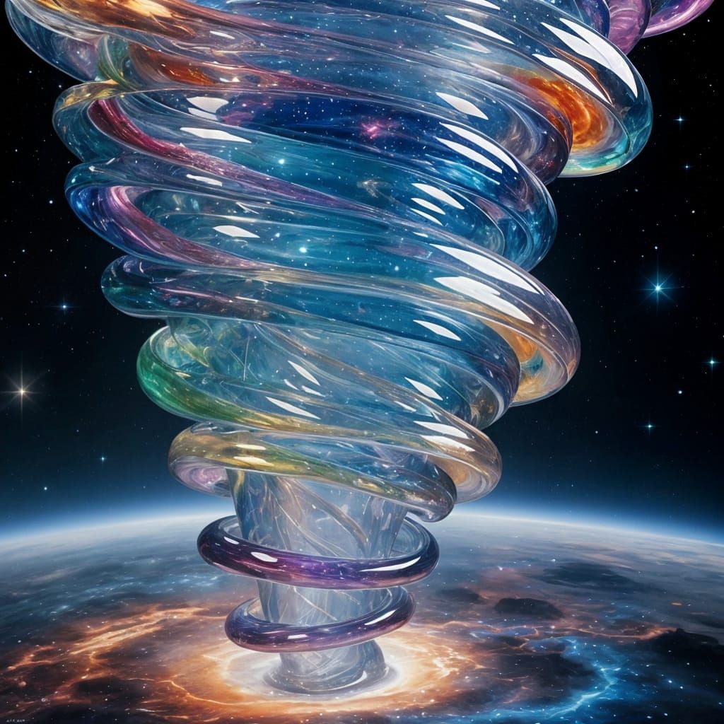 Fluid Glass Cosmic Nebula in Vivid Vastness