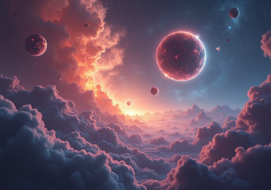 Harmonious Galaxy of Loving Planets in Dreamlike Sci-Fi Styl...