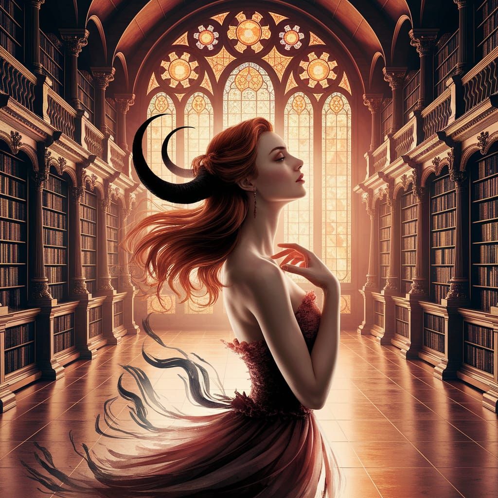 Elegant Woman in Art Nouveau Style Library