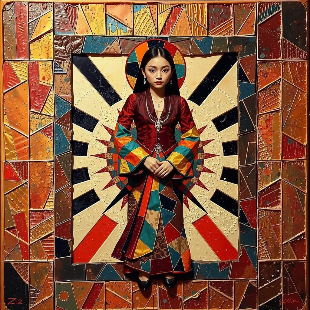 Abstract Geometric Composition of Bold Colors and Shapes