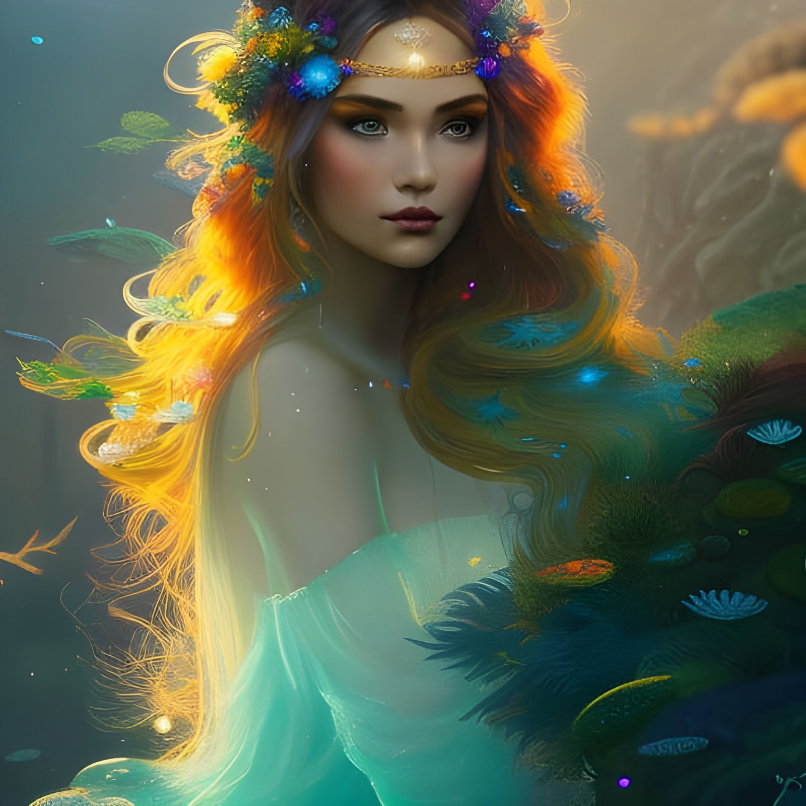 Enchanting Mermaid Portrait with Glistening Scales