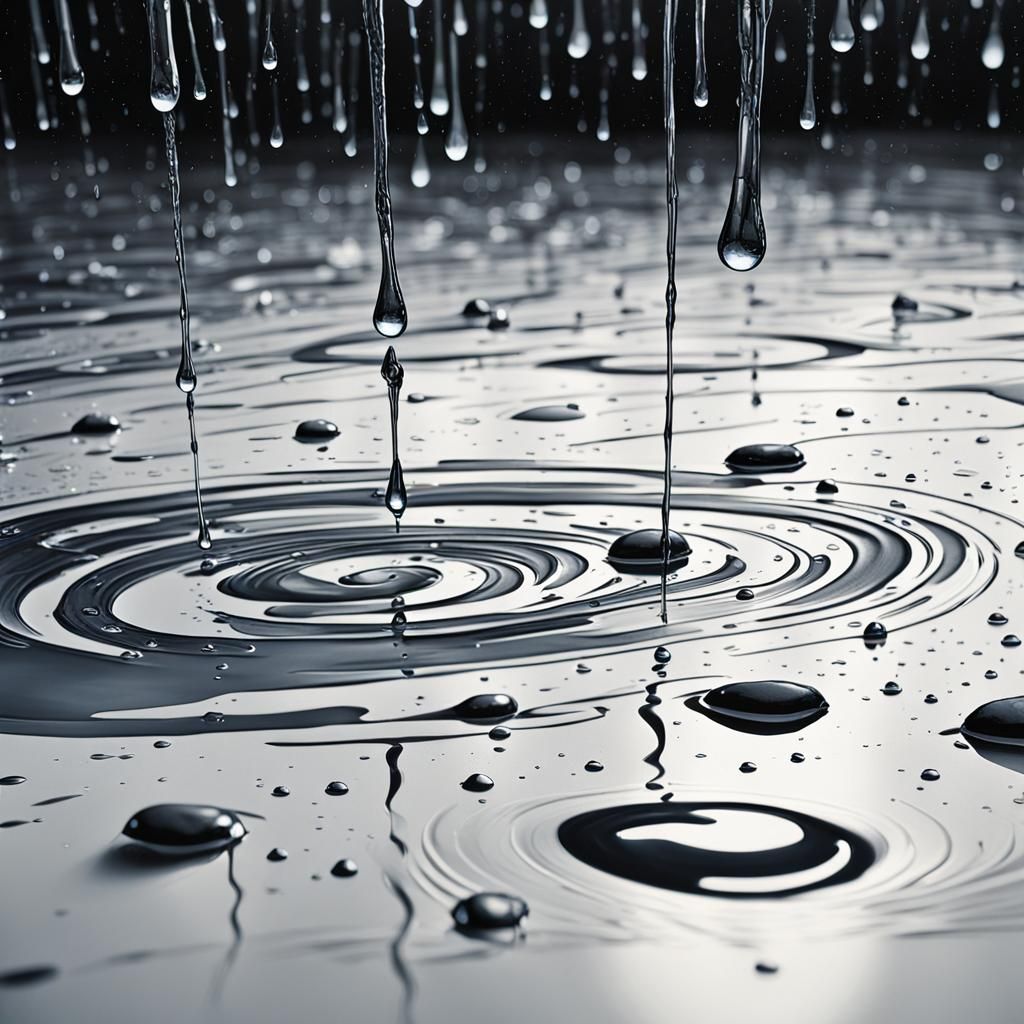 Dynamic Raindrops on Paper in Post-Impressionism Style