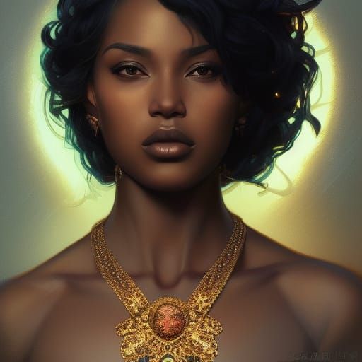 Black Woman in Jewels: Hyperdetailed Portrait