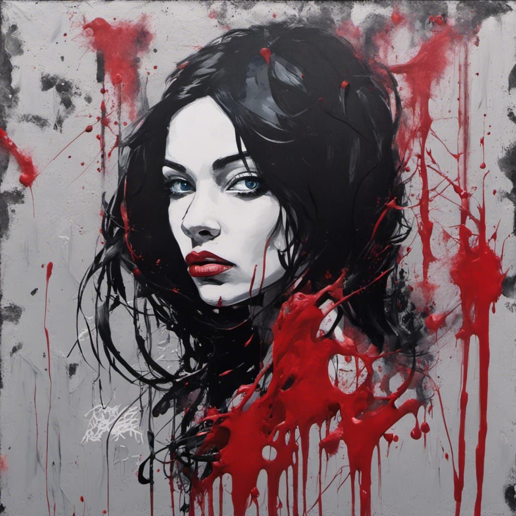 Lady in Red: Graffiti Art Portrait