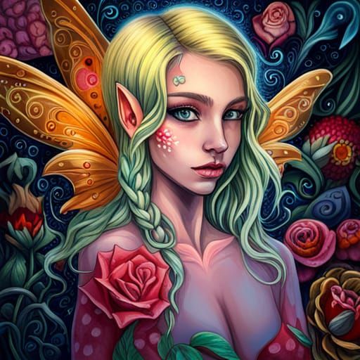Beautiful Elf Fairy in Vibrant Graffiti Art