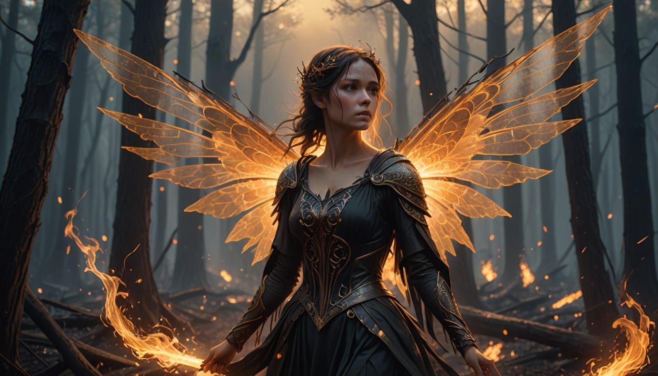 Smoke Fairy Dances in Charred Forest