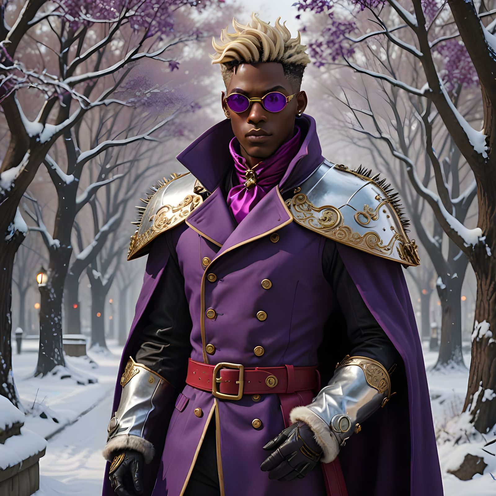 Regal Cyberpunk Man in Baroque Style