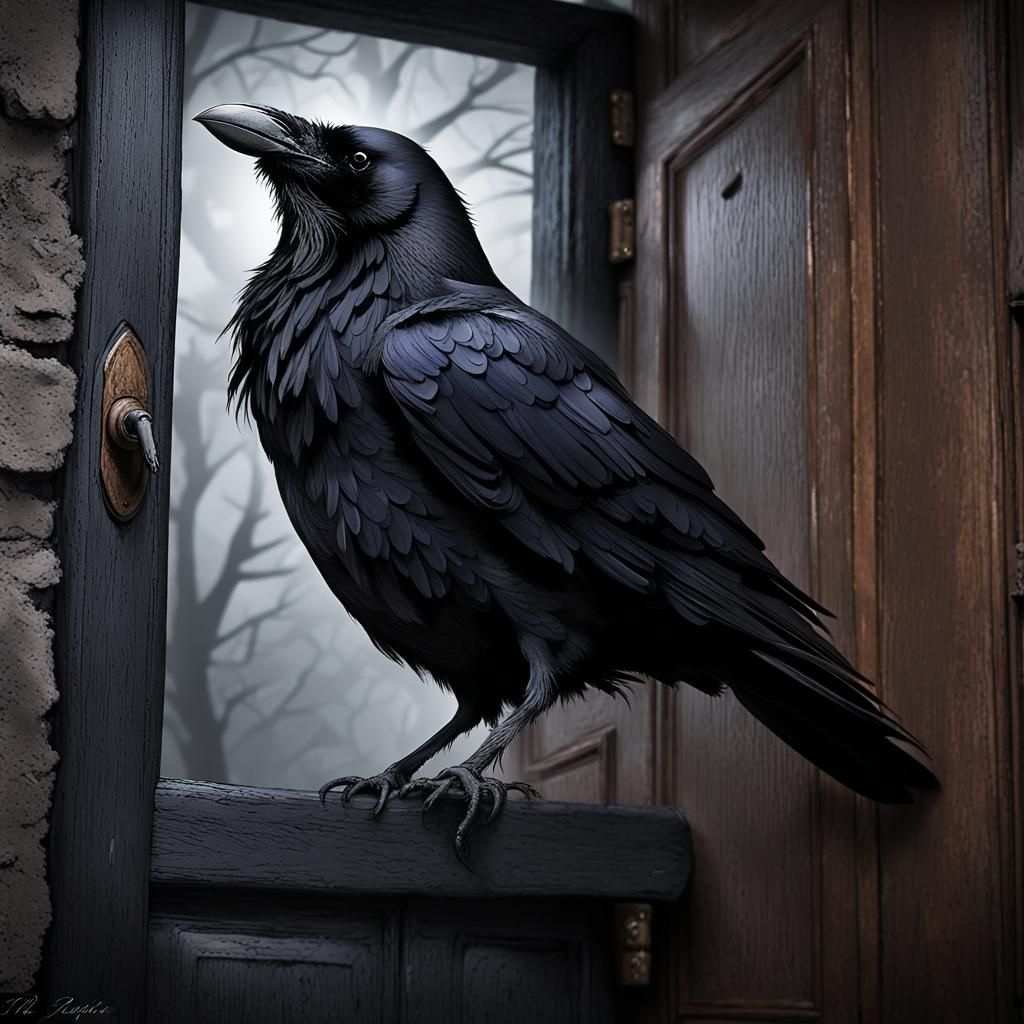 Gothic Raven Visits a Weary Scholar
