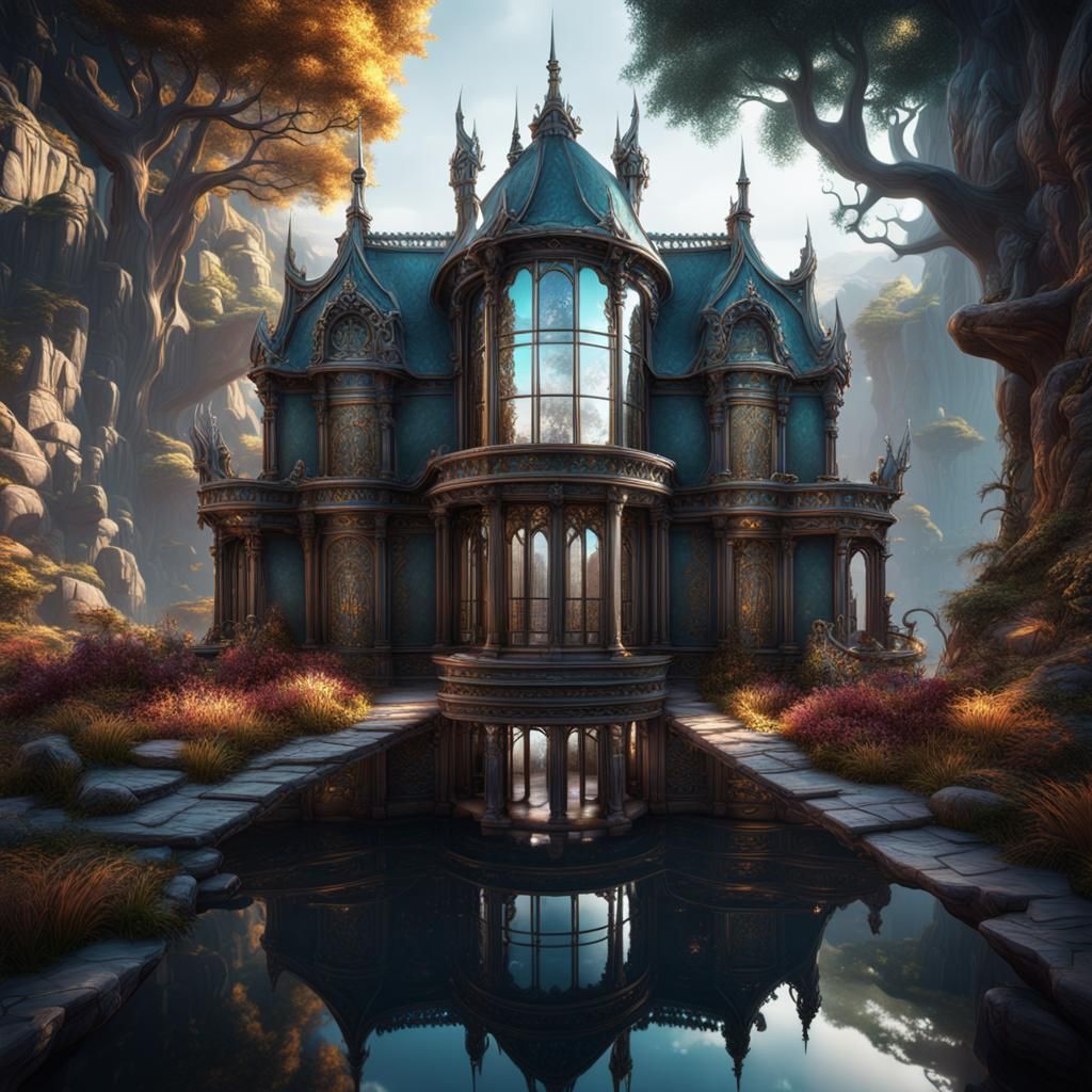 Fantastical Mirror House in Detailed Matte Painting