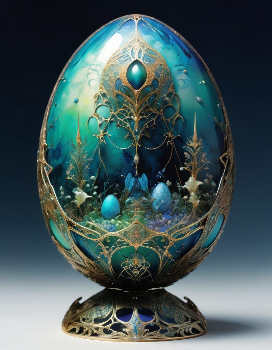 Ethereal Fabergé Egg in Alien Motif