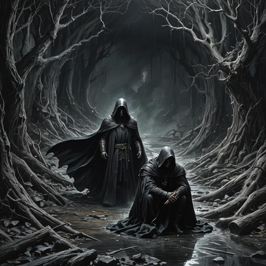 Dramatic Night Portrait in Hyperrealistic Style