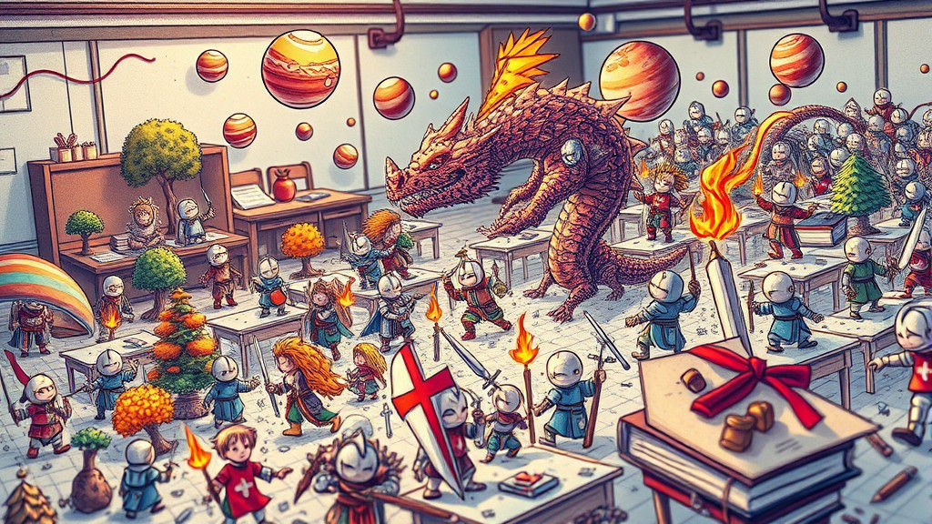 Doodle Characters Springing to Life in Classroom Scene