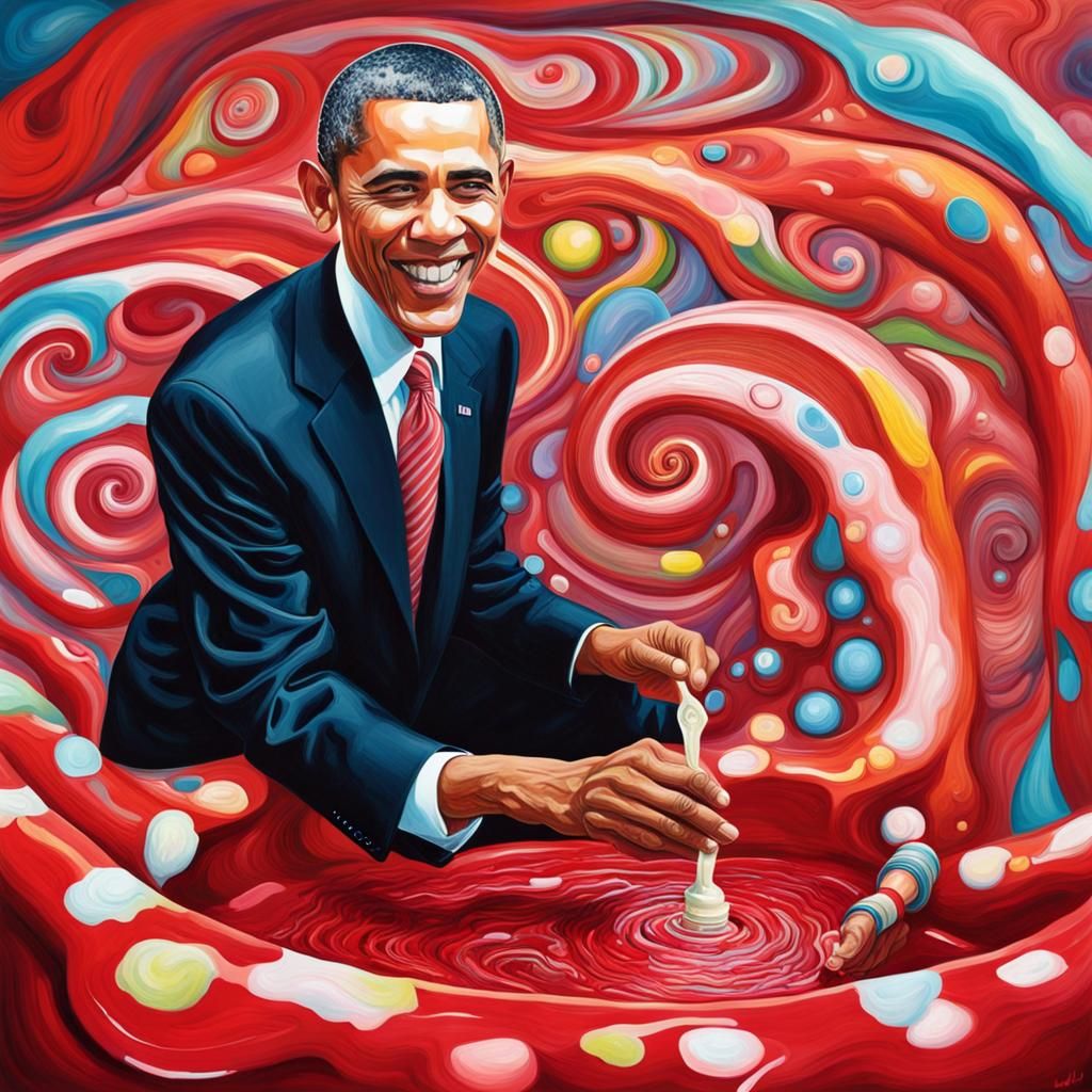Obama Extracts Oil: Gouache Wonderland