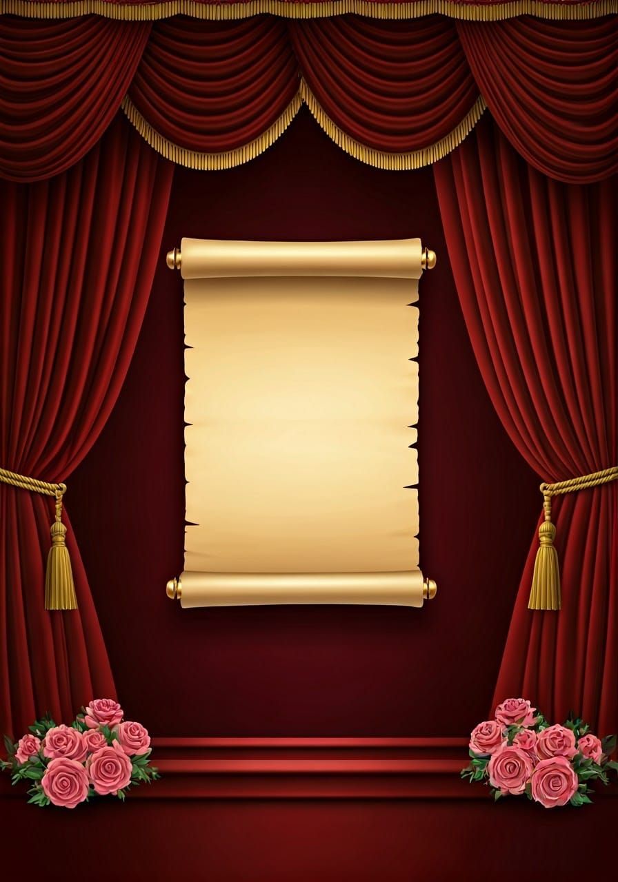 Elegant Theater Stage with Velvet Curtains Digital Art