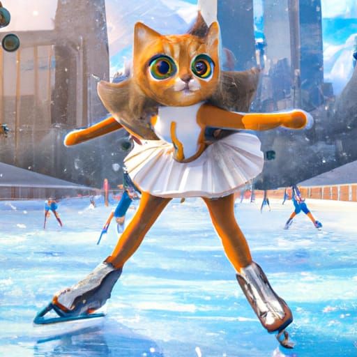 This Cute Cat is on Ice Skating _ #02
