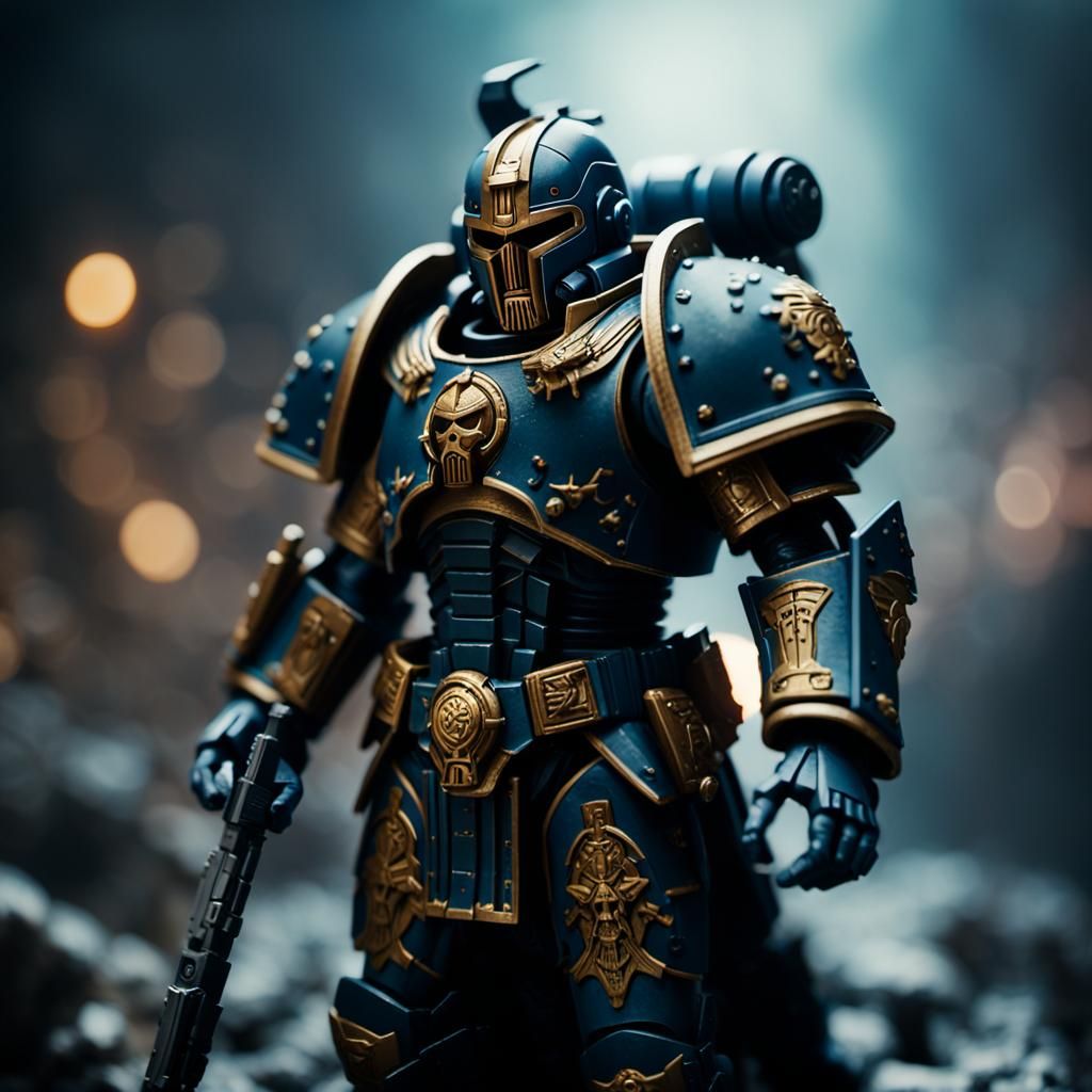 Warhammer 40K Action Figure in Grimdark Style
