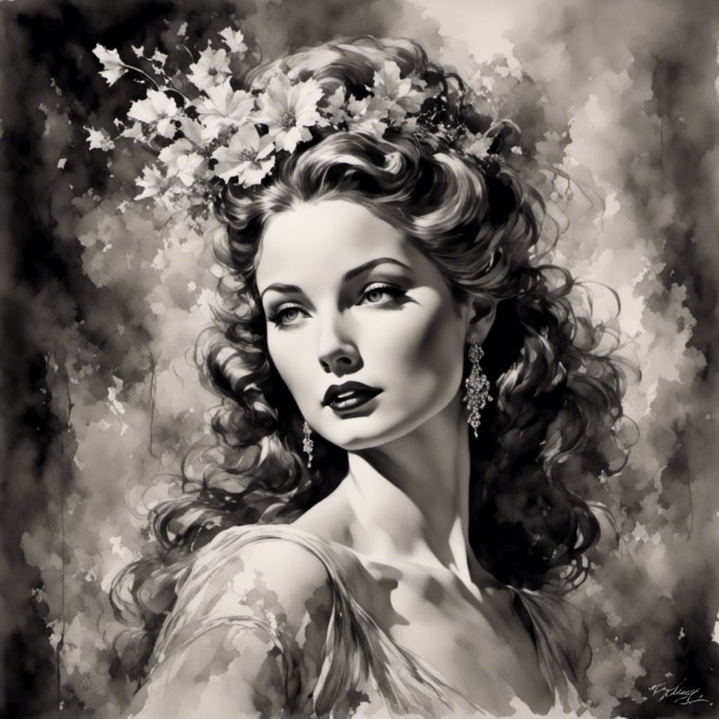 Hollywood Glamour Girl in 1940s Style