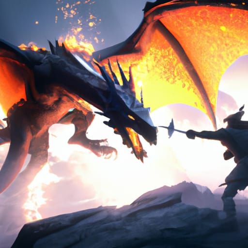 Knight and Dragon Fight in Dark Fantasy Style