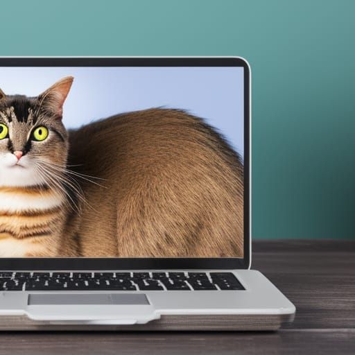 Mystical Cat at Laptop: 8K Concept Art