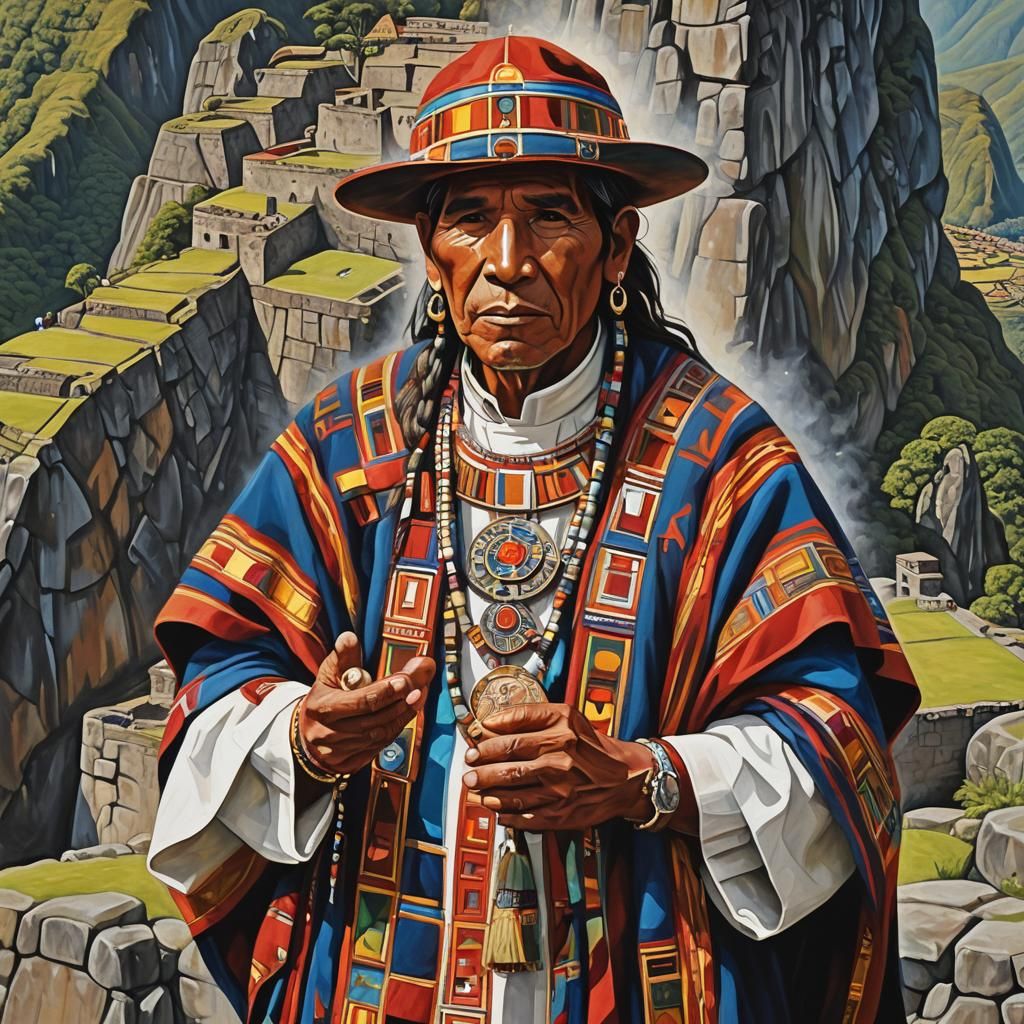 Inca Priest Ceremony at Machu Picchu