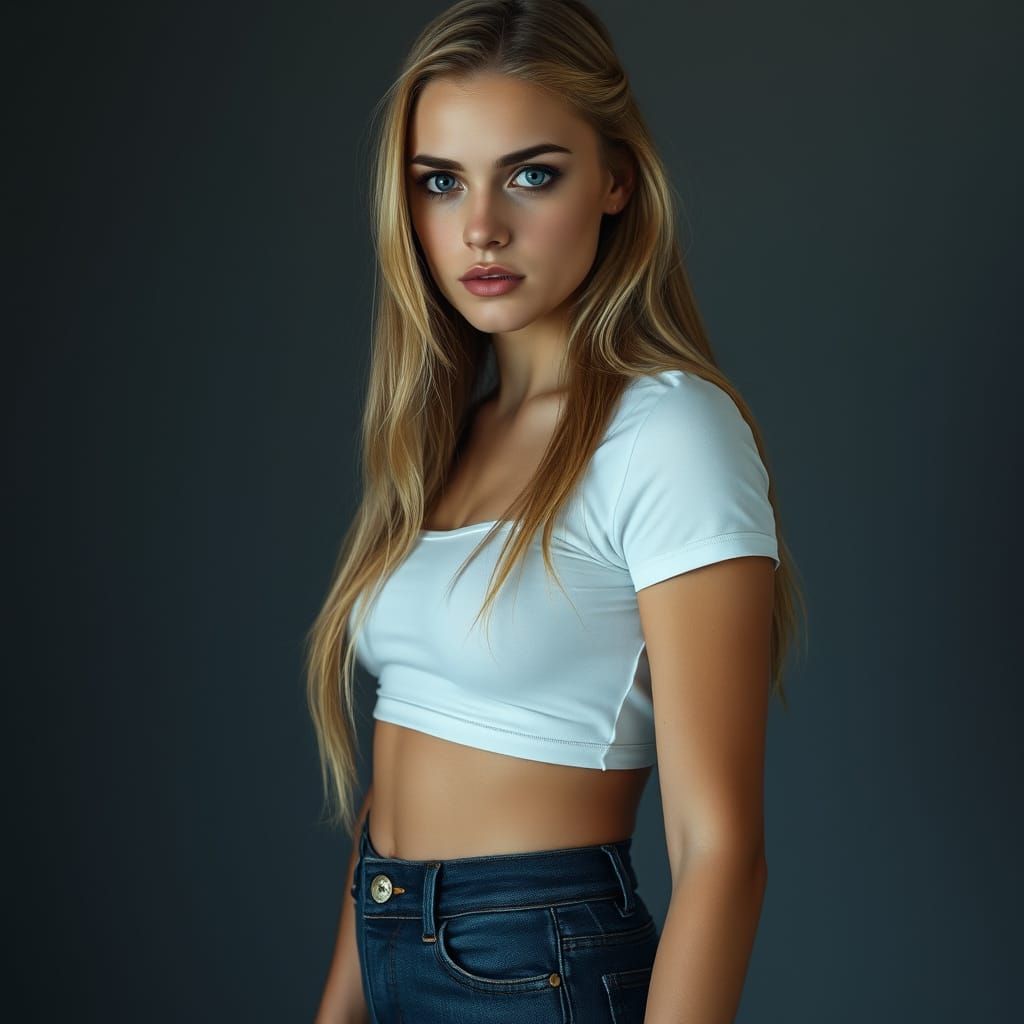 Hyper-Realistic Portrait of a Somber Young Woman