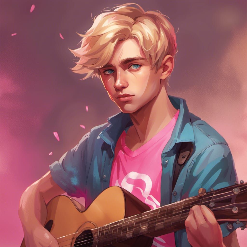Crying Teenage Boy with Barbie Shirt: Hyperdetailed Portrait