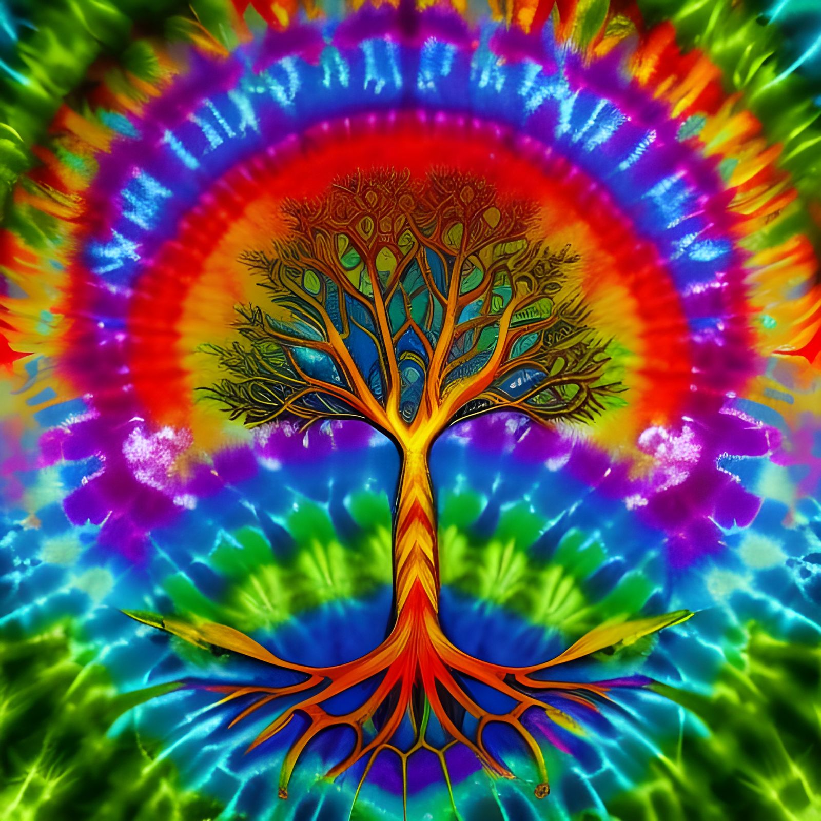 Rainbow Tie-dye Tree of Life