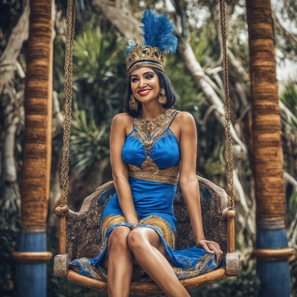 Queen Cleopatra on Ecuador Swing: Hyperrealistic Image