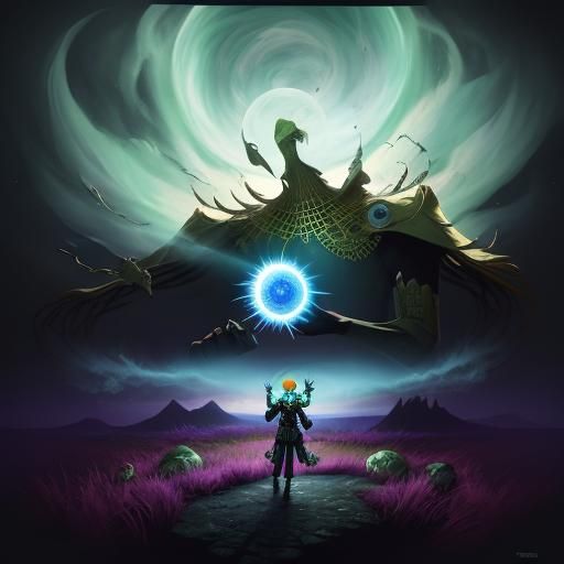 Holographic Astral Cosmic Illustration in Mixed Media