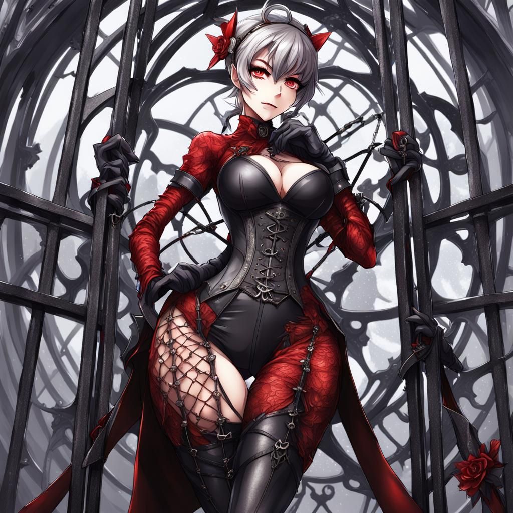 Anime Demon Girl in Iron Cage