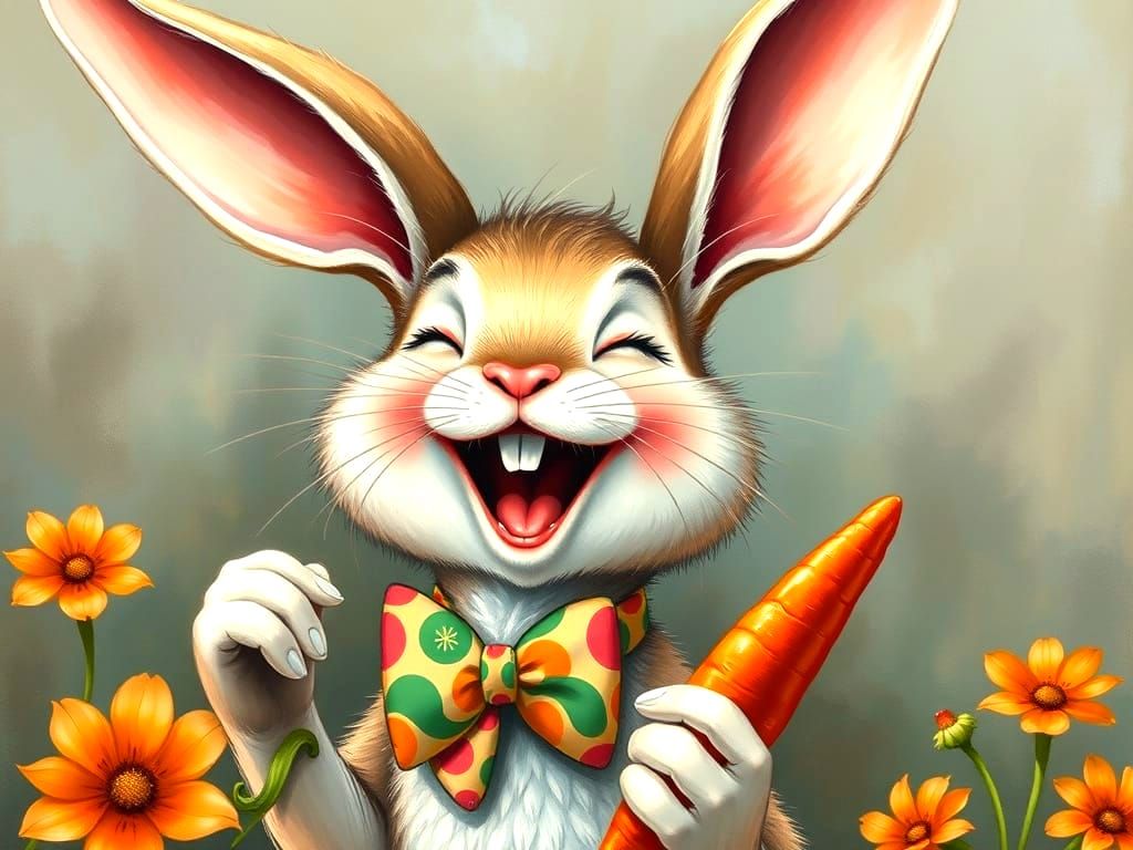 Humorous Laughing Bunny Generated by AI