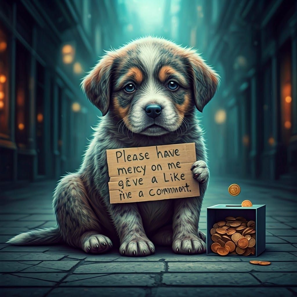 Pleading Puppy Begs for Mercy: Matte Painting