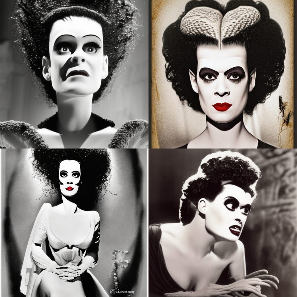 Bride of Frankenstein Digital Art Portrait