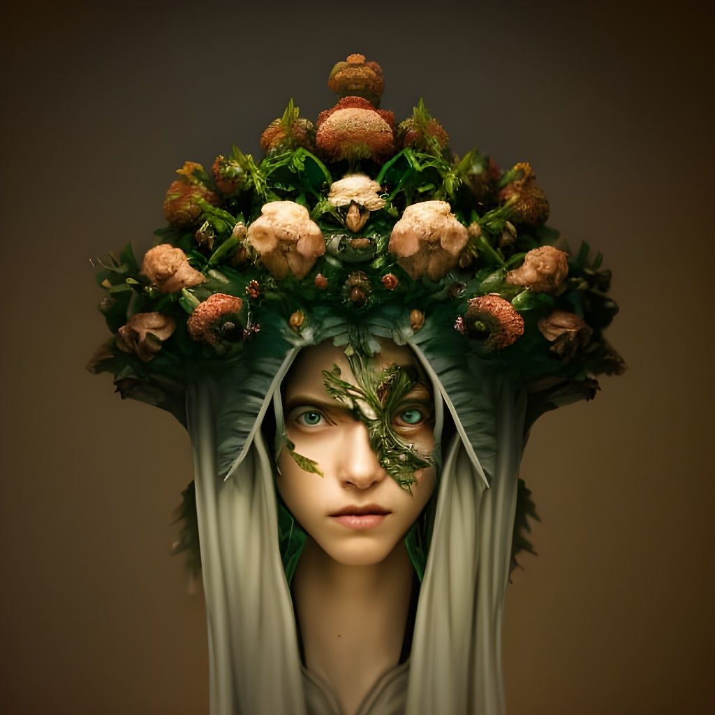 Botanical Crown Concept Art in Hyperrealistic Style