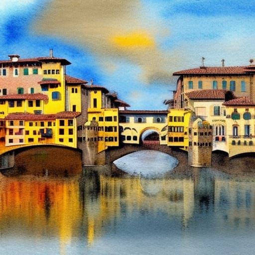 Florence Landscape in Gouache Style