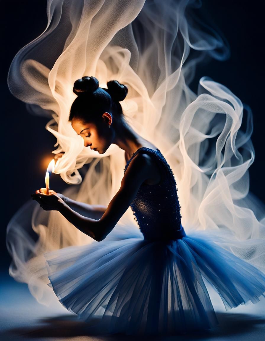 Ballerina Silhouette Formed From Candle Smoke