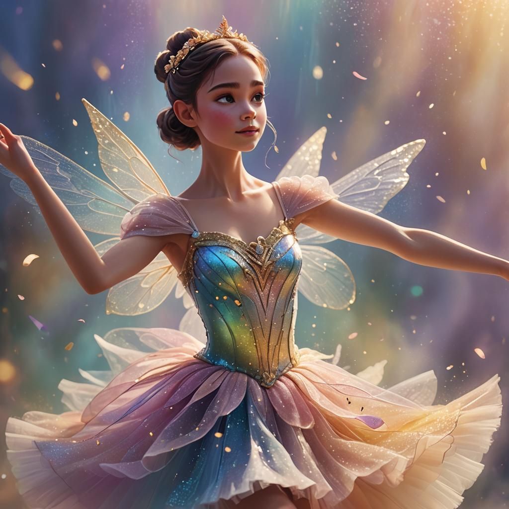 Ballerina Fairy Portrait in Pixar Style