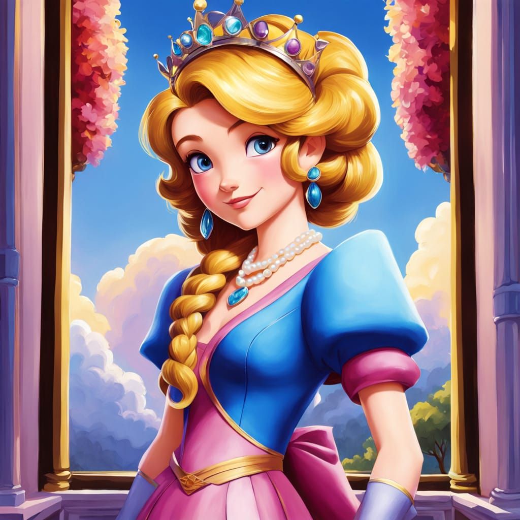 Ethereal Nintendo Princess in Vibrant Oil Painting Style