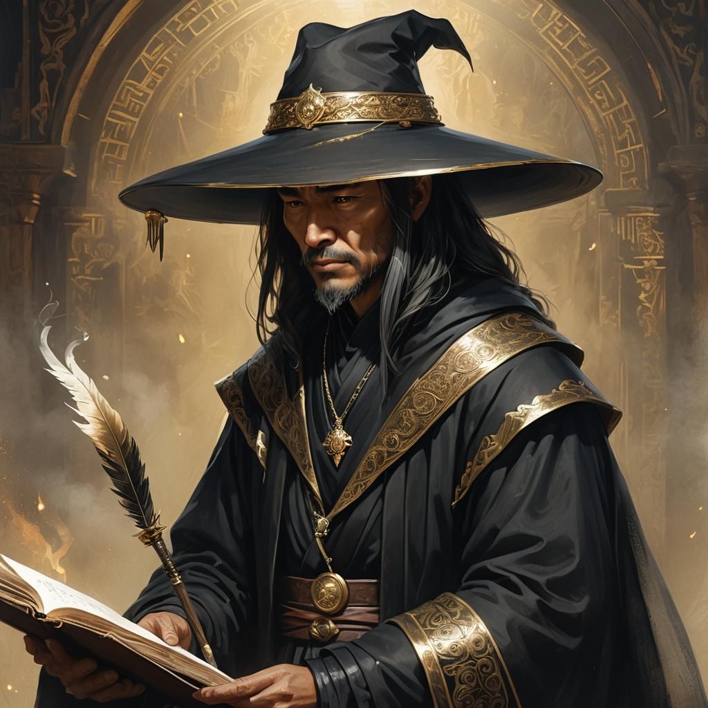 Mysterious Master with Notebook Fantasy Art Portrait