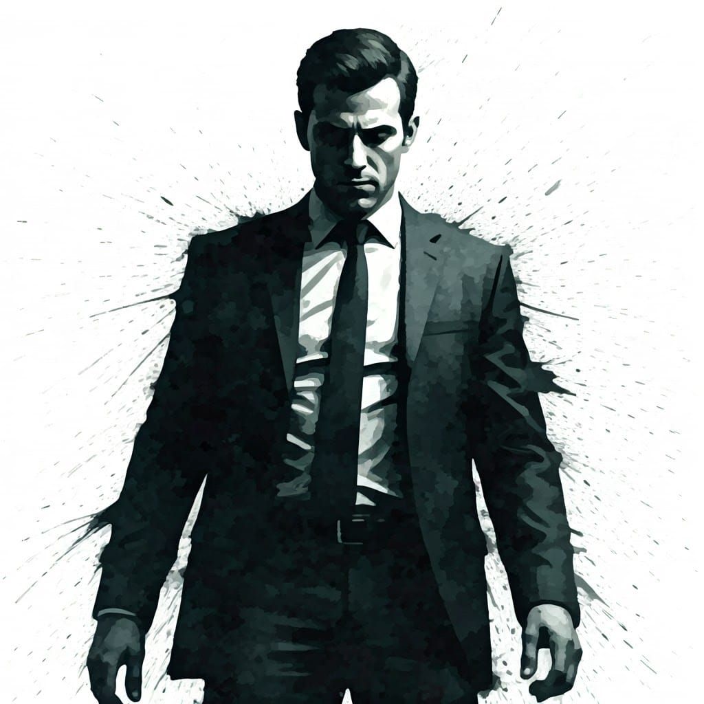 Expressive Ink Figure in Abstract Expressionist Style