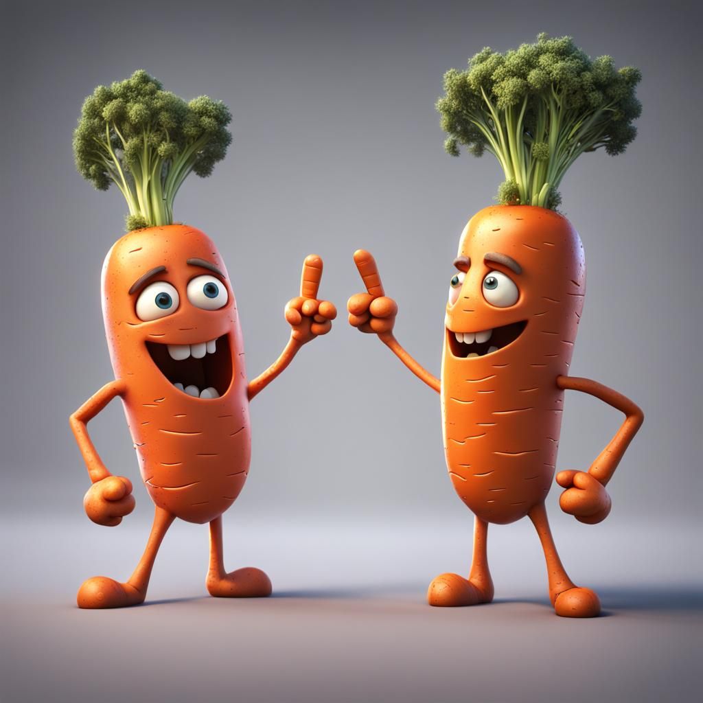 Two Carrots Spar in Detailed Fantasy Art