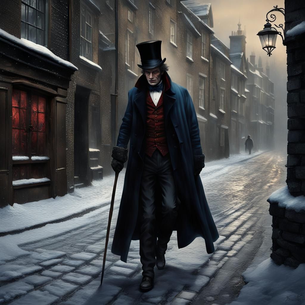 Ebenezer Scrooge in Detailed Matte Painting