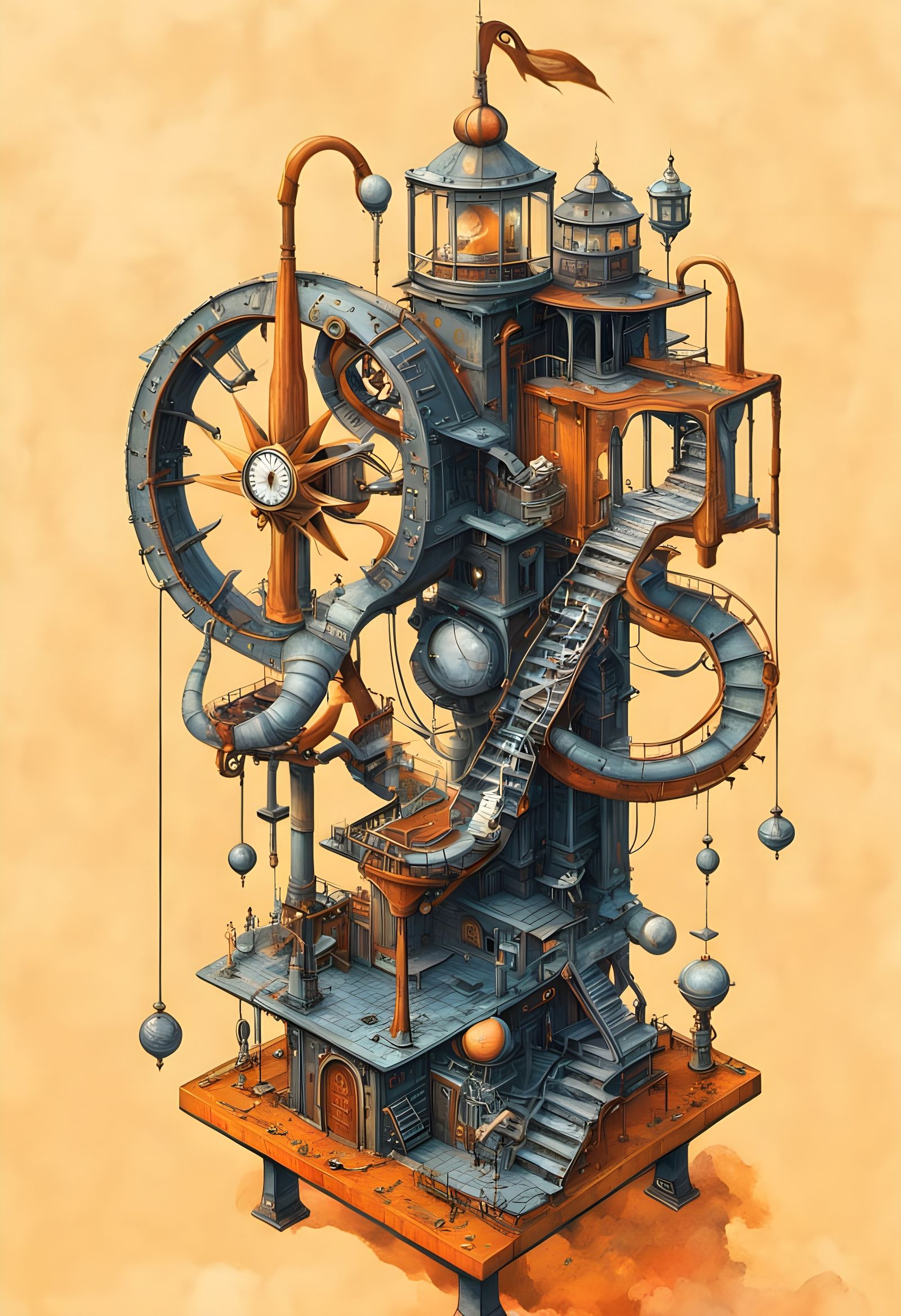 Amusement park rides, featuring “The Wheel of Spikes”