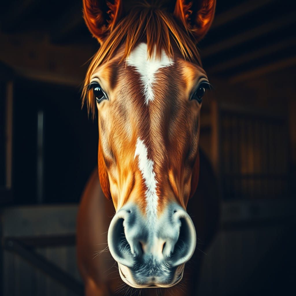 Majestic Horse in Warm Rustic Glow