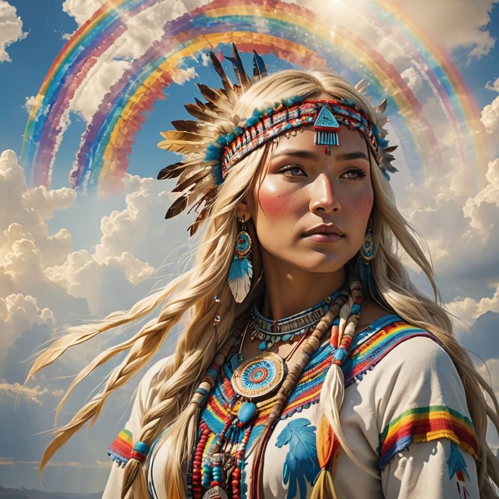 Radiant Native American Princess in Divine Light